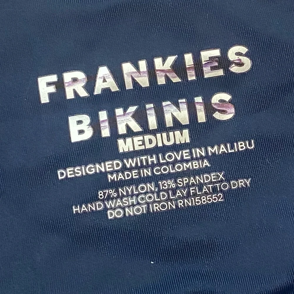 New! Frankie’s Bikinis Thea Ribbed One-piece Swimsuit navy blue 3926